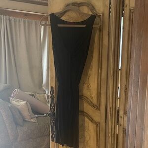 Velvet brand Elegant Little Black Sleeveless Dress with waist tie . Lined.